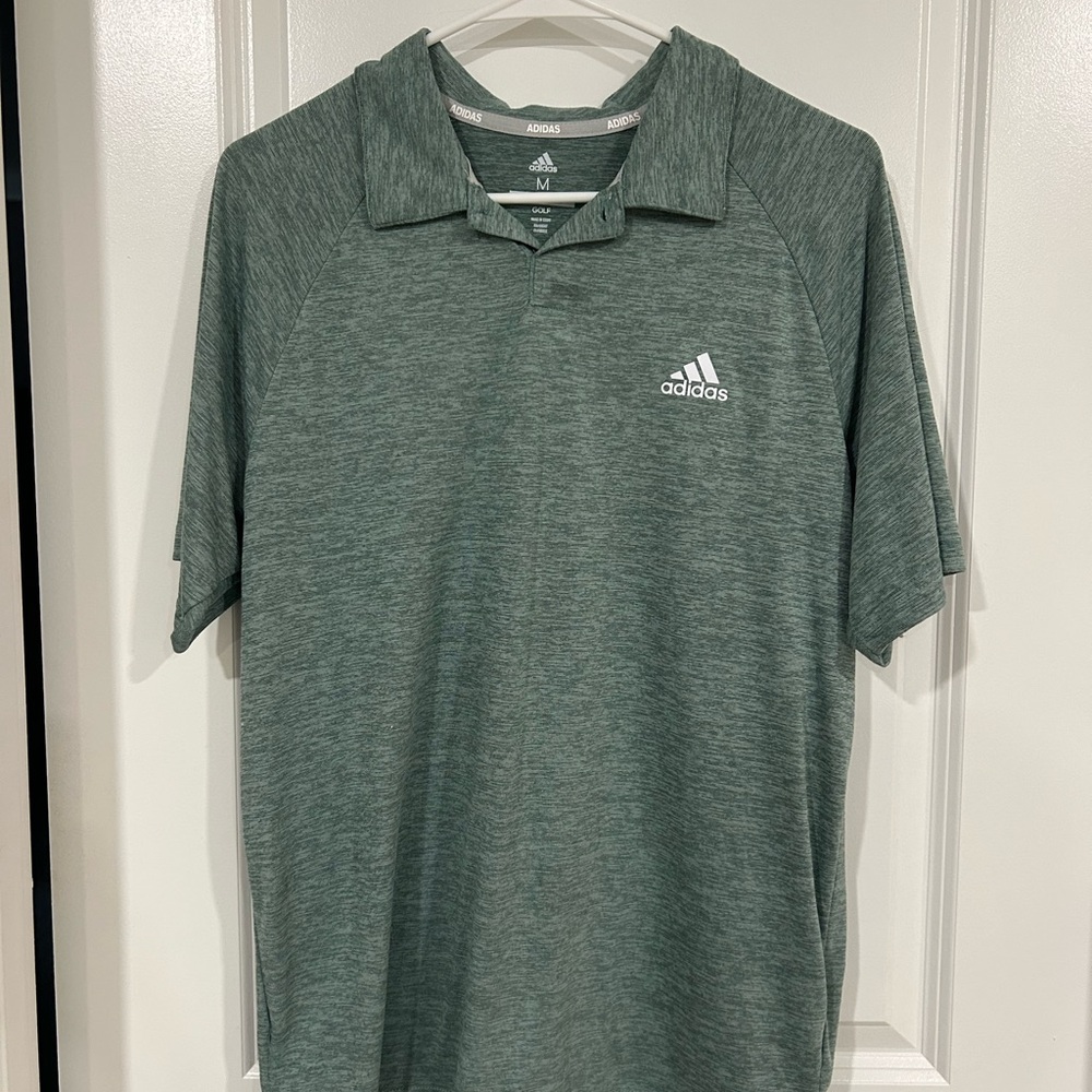 Adidas Men's Heathered Green Polo
